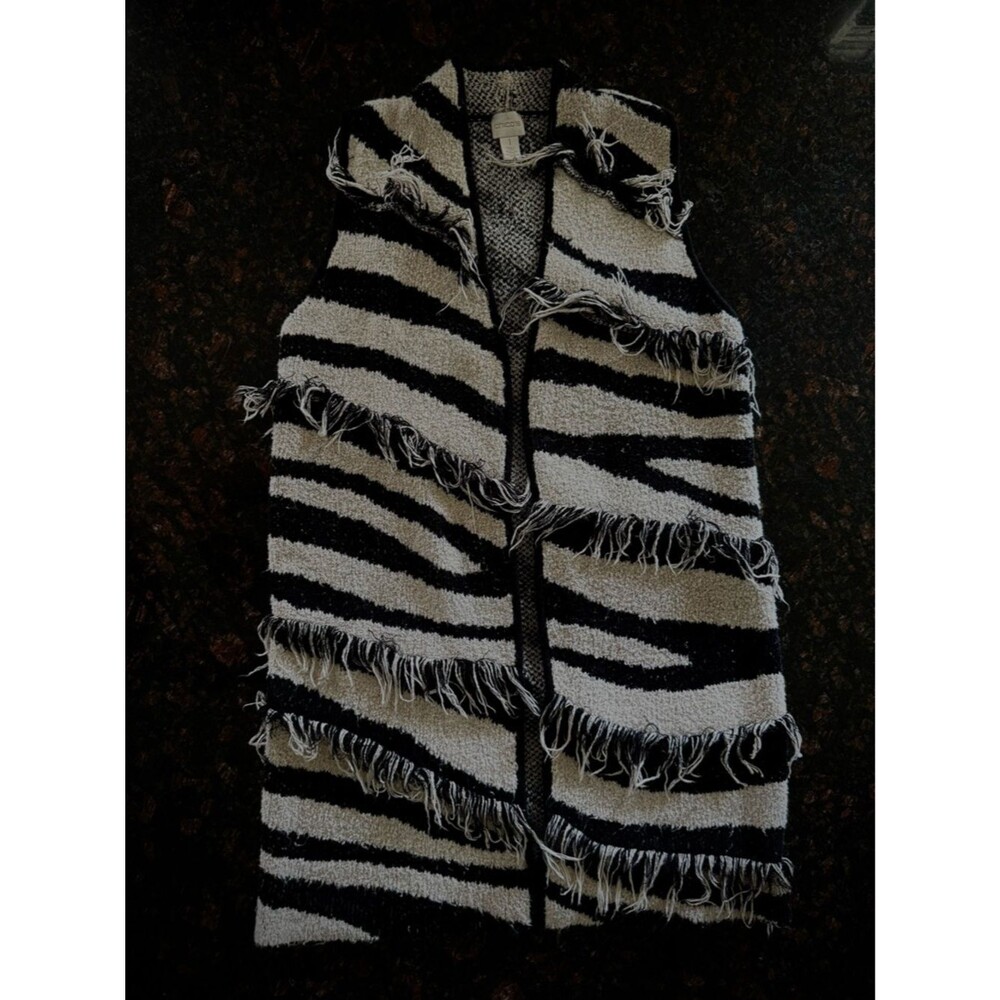 Chico's Zebra Print Sleeveless Cardigan